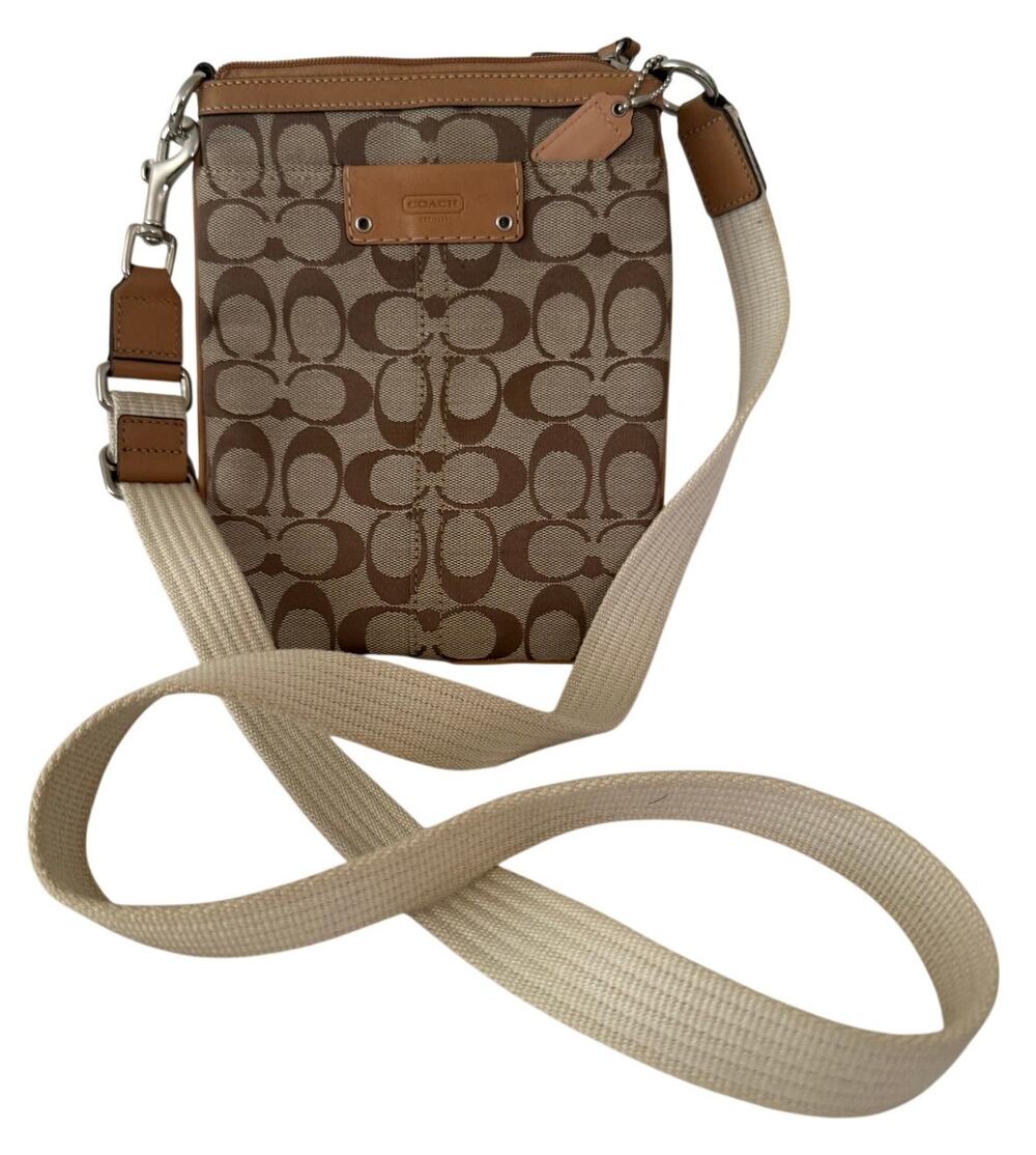 Coach Brown Signature Monogram Swing Pack Crossbody Bag Y2K Retro Vintage